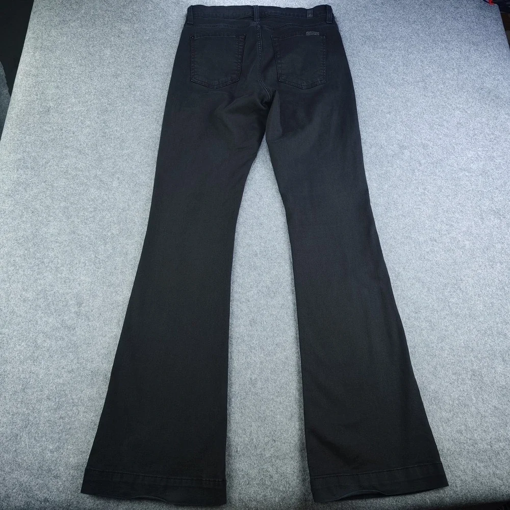 7 For All Mankind Slim Trouser Jeans Women's 29 Black Flare Stretch Denim 30x33